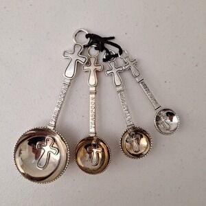 RARE Vintage MSC Religious Cross Measuring Spoons 4 Pc. Set Catholic